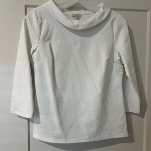 Talbots White Boatneck Three-Quarter Sleeve Top